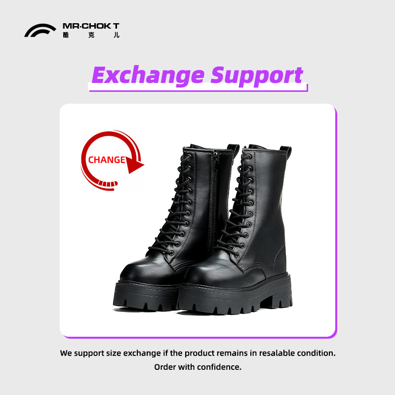 CosmicOtaku 15CM Height Boost Platform Combat Boots – Hidden Lift Punk Martin Boots