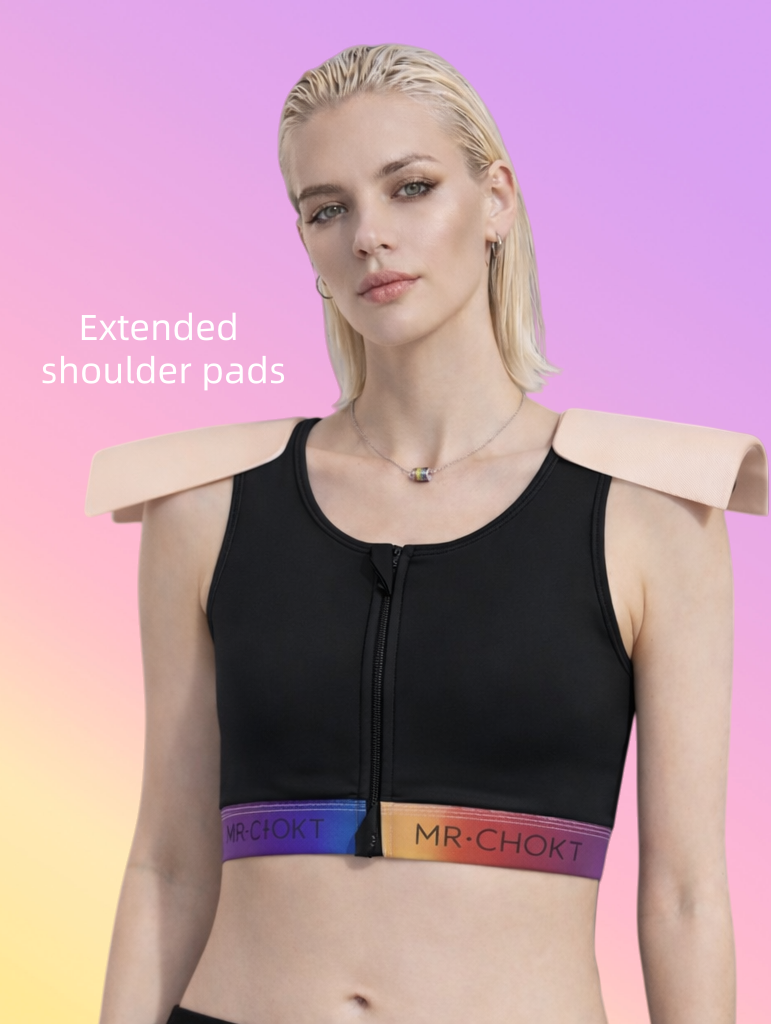 A cosplay specific binder with four types of shoulder pads