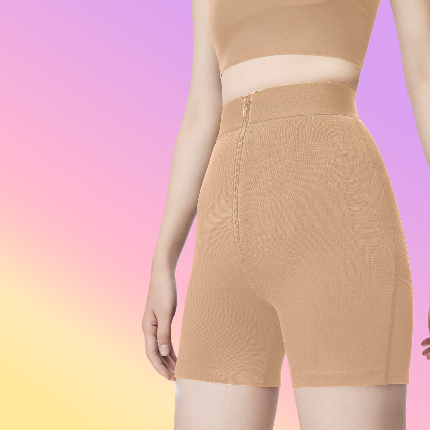 CosmicOtaku Sculpting Performance Shorts · Multi-Fabric Construction · Front Closure · Visual Balance Design