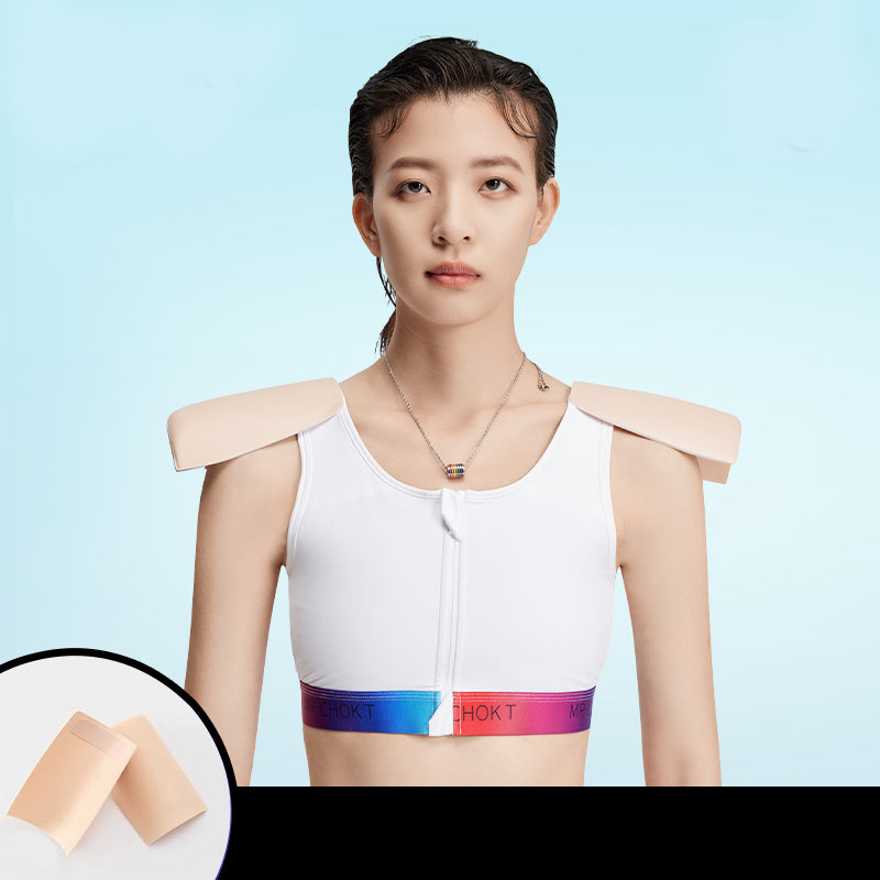 A cosplay specific binder with four types of shoulder pads